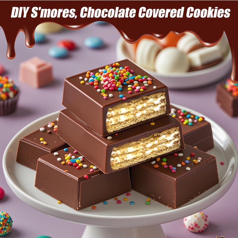 AIERSA Square Chocolate Molds Silicone, 2pcs 1In Deep Chocolate Bar Molds DIY 2.5" x 2.5" x 1" Dubai Chocolate Bar,Chocolate Covered Cookies,Silicone Molds for Baking Granola Bar, Brownie, Muffin - Image 4
