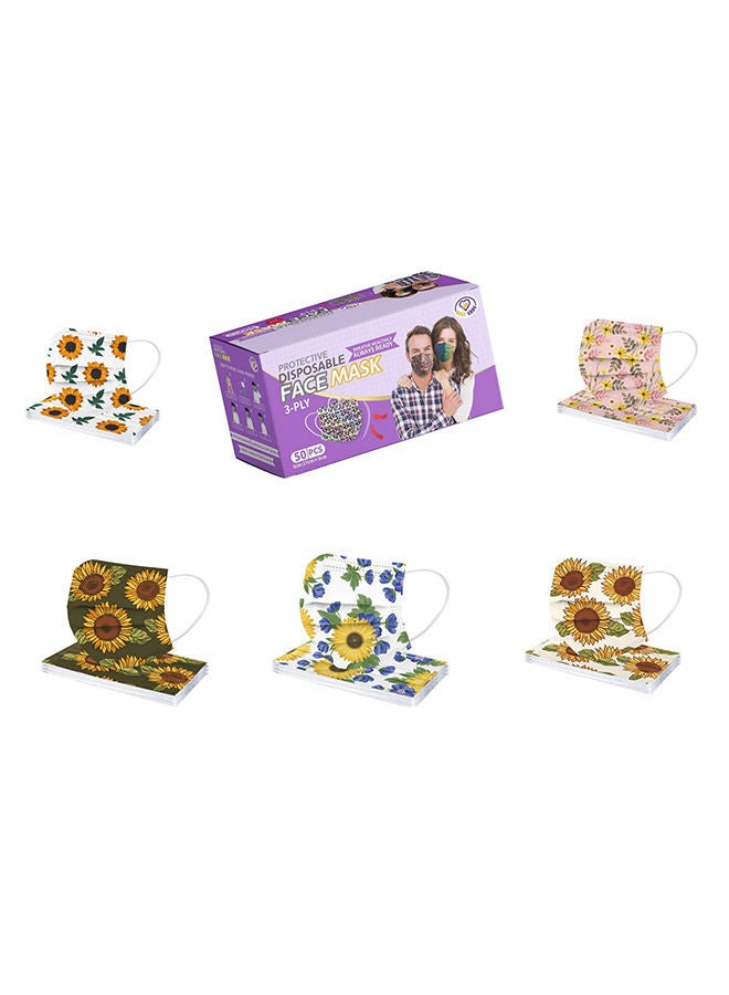 نيبمينينت أقنعة وجه للاستخدام مرة واحدة بتصميم زهرة عباد الشمس من 50 قطعة - Image 1