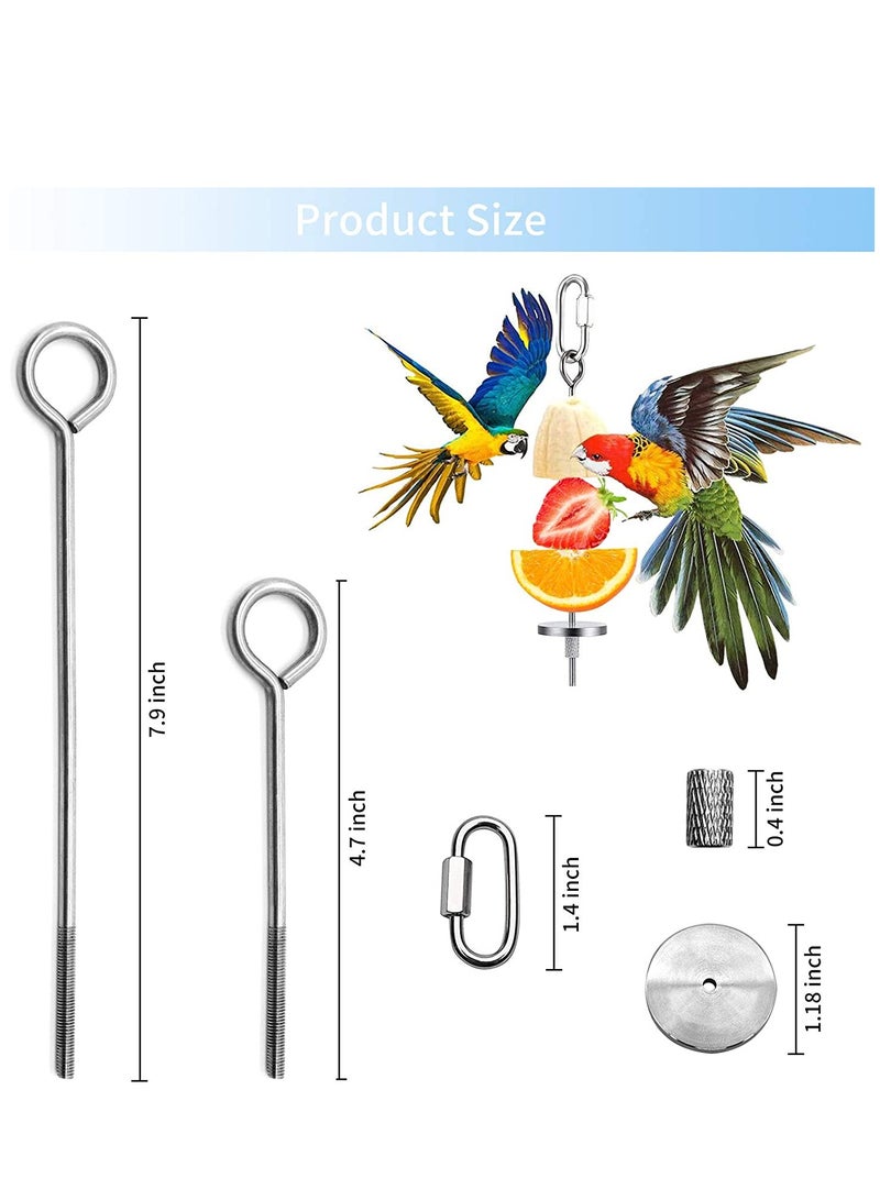 SYOSI Bird Feeder for Cage, Bird Foraging Toy, Stainless Steel Bird Food Holder, Small Animal Fruit Vegetable Stick Skewer, Hanging Food Feeding Treating Tool for Parrots c o c katiel Cage 2 Long + 1 Short - Image 3