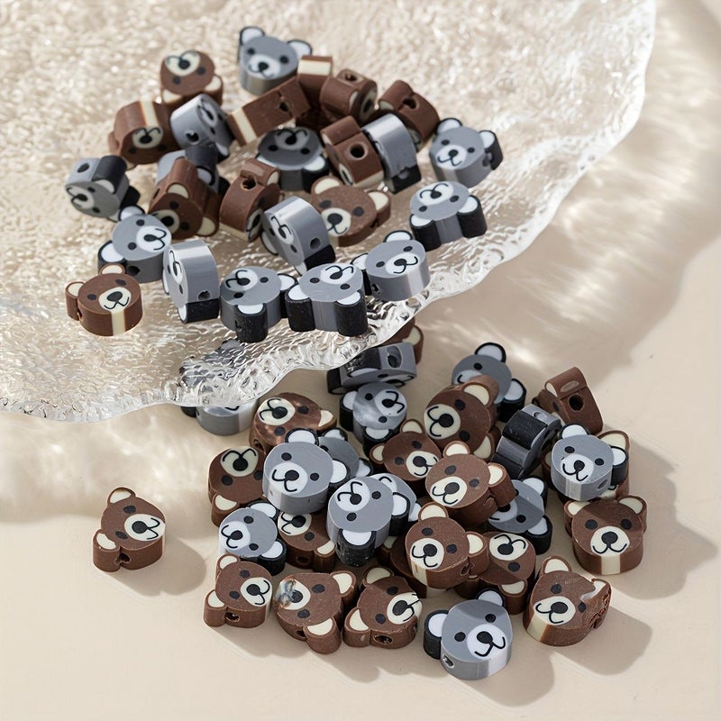 50 خرزة ناعمة من الطين على شكل دب بني لطيف، إكسسوارات DIY، خرز دب صغير جذاب بعيون كبيرة ووجه مستدير، مناسبة لصنع المجوهرات، فن الأظافر، سكرابوكينغ، الكروشيه، ألعاب الأميغورومي، والأعمال الحرفية، متوافقة مع الطين. - Image 5