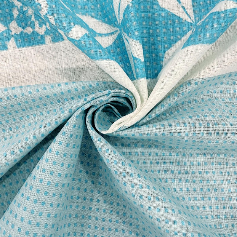 Swayam Monalisa Collection Basic Comfort 100% Cotton 120TC Geometric Print Double Bedsheet with 2 Pillow Covers - Blue - Image 3