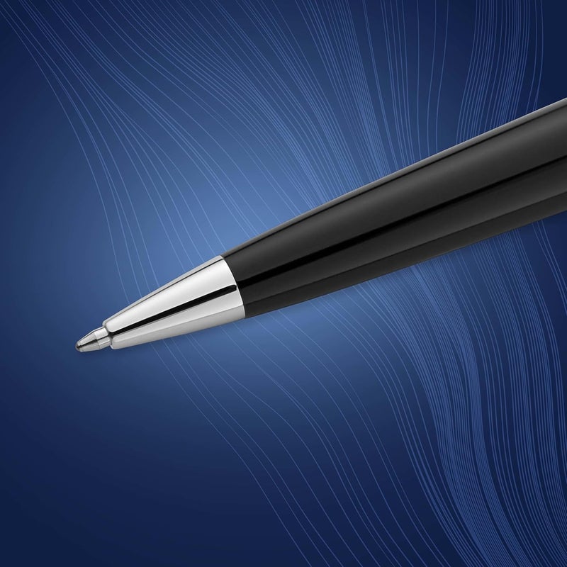 Waterman قلم حبر جاف ووترمان إكسبيرت باللون الأسود اللامع مع تفاصيل بالكروم - Cartridge حبر أزرق بقطر متوسط، صندوق هدايا متضمن - Image 4