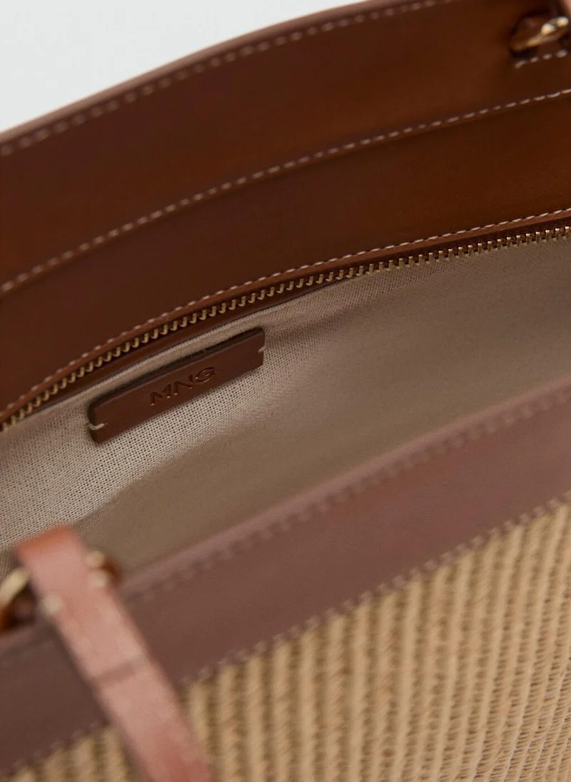 MANGO  Contrast canvas shopper bag for Women | Best Price UAE