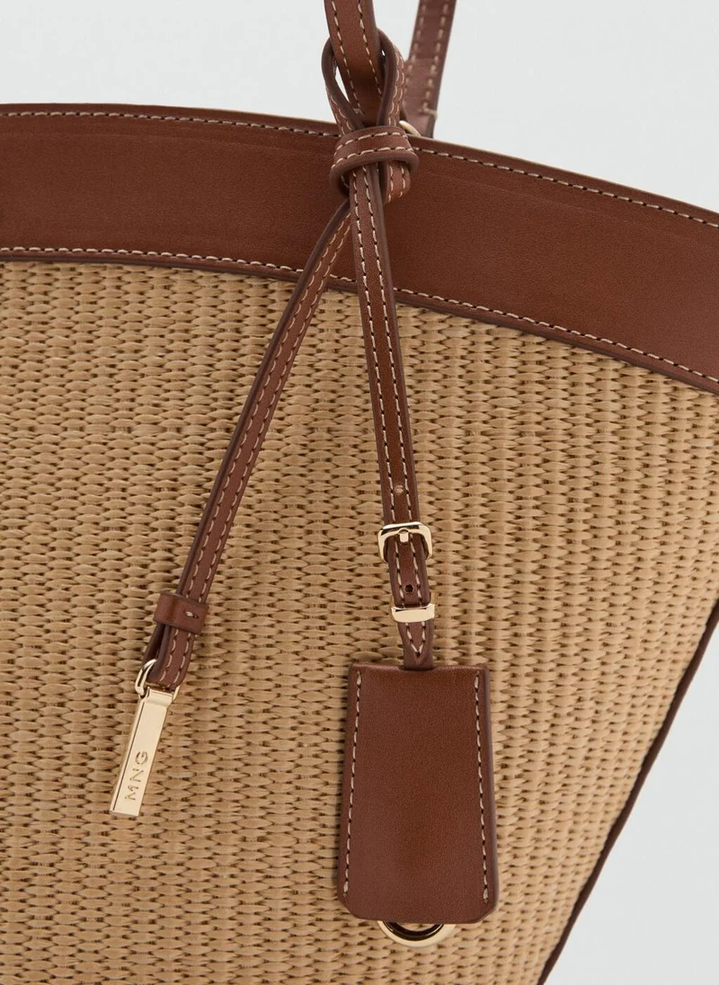 MANGO  Contrast canvas shopper bag for Women | Best Price UAE