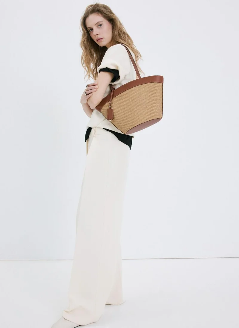 MANGO  Contrast canvas shopper bag for Women | Best Price UAE