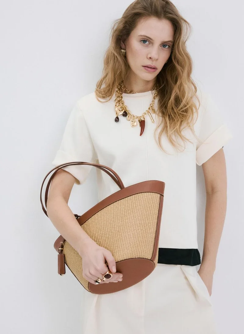 MANGO  Contrast canvas shopper bag for Women | Best Price UAE