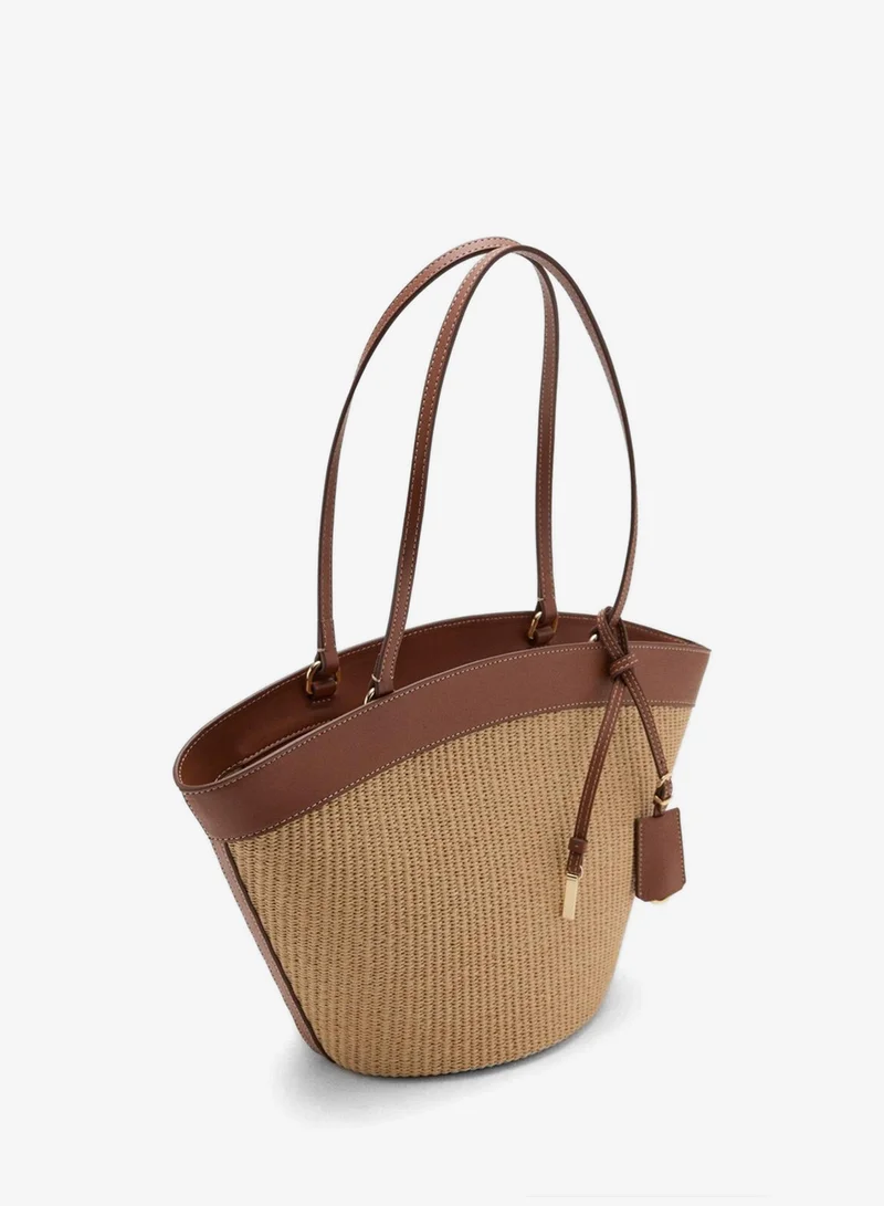 مانجو Contrast canvas shopper bag