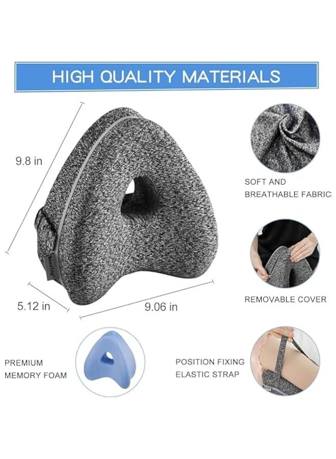 TRASSLE Leg Pillow,Ergonomic Side Sleeping Pillows,Memory Foam Knee Pillow with Strap for Side Sleeper,Leg Support Cushion with Removable and Washable Cover  - Image 2