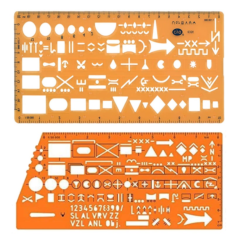 360 Tactical Standard Graph Template Stencil with Military Marking Symbols for NATO Army Drawing and Drafting on Tactical Map #8353 - Image 1