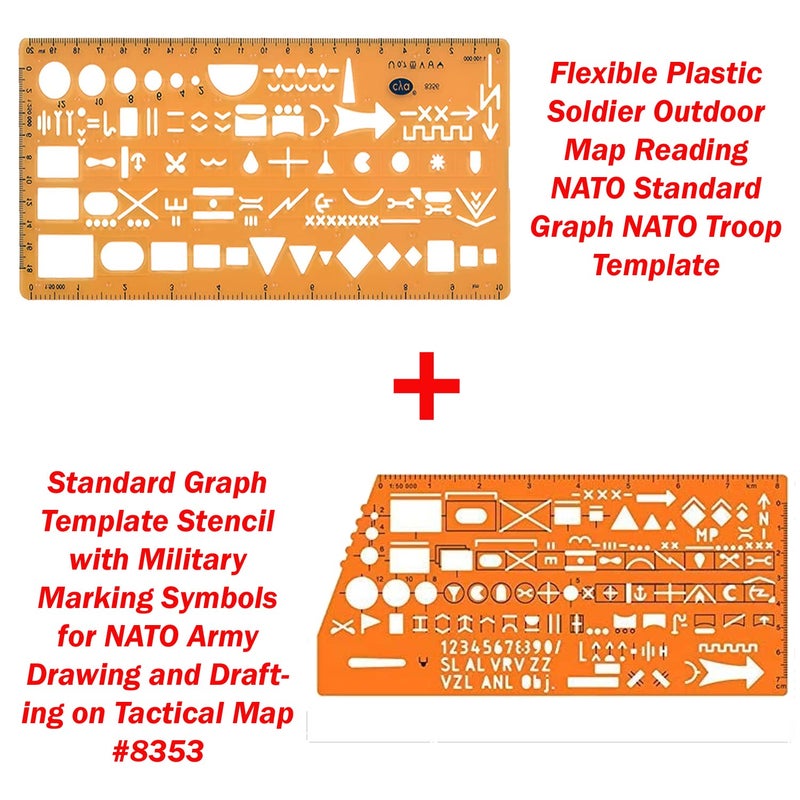 360 Tactical Standard Graph Template Stencil with Military Marking Symbols for NATO Army Drawing and Drafting on Tactical Map #8353 - Image 2