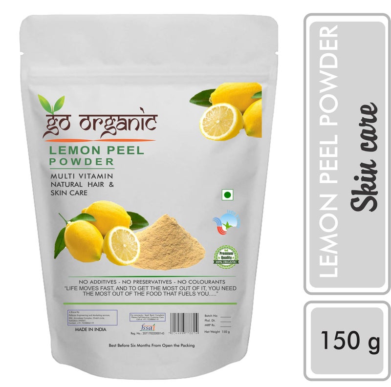 Go Organic Lemon Peel Powder (Citrus Limonum)| For Face Cleanser & Skin Whitening (150 Gm) - Image 1