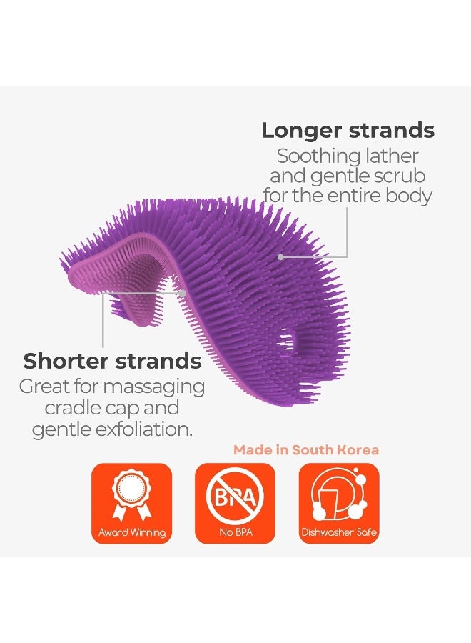 Innobaby Bathin' Smart Silicone Sensory Fish Bath Scrub for Babies and Toddlers - Purple - Image 3