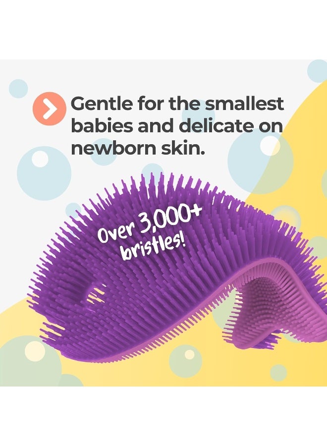 Innobaby Bathin' Smart Silicone Sensory Fish Bath Scrub for Babies and Toddlers - Purple - Image 2