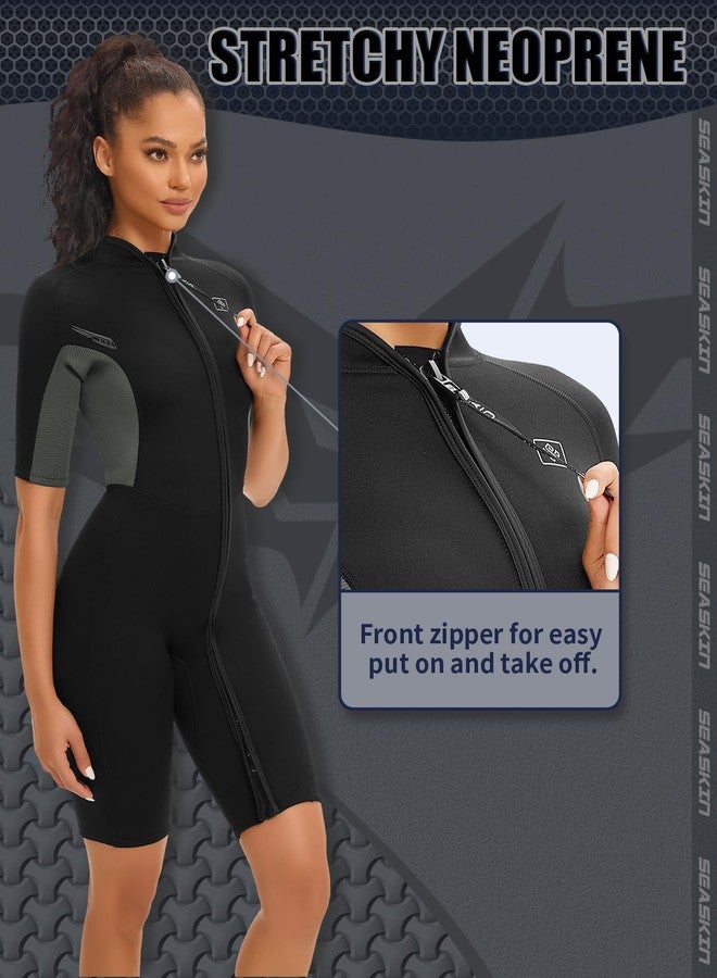 Seaskin Shorty Wetsuits for Womens 2mm Front Zip Diving Suits - Image 4
