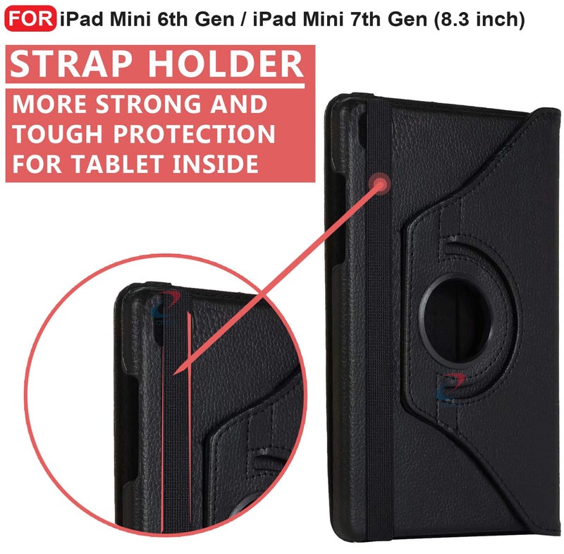 CEDO iPad mini 6th Gen/iPad mini 7th Gen 8.3 inch Flip Cover | Leather Finish | 360 Degree Rotate Back Cover | Shockproof Back Cover Case for iPad mini 6 (2021) / iPad mini 7 (2024) 8.3 in (Black) - Image 3