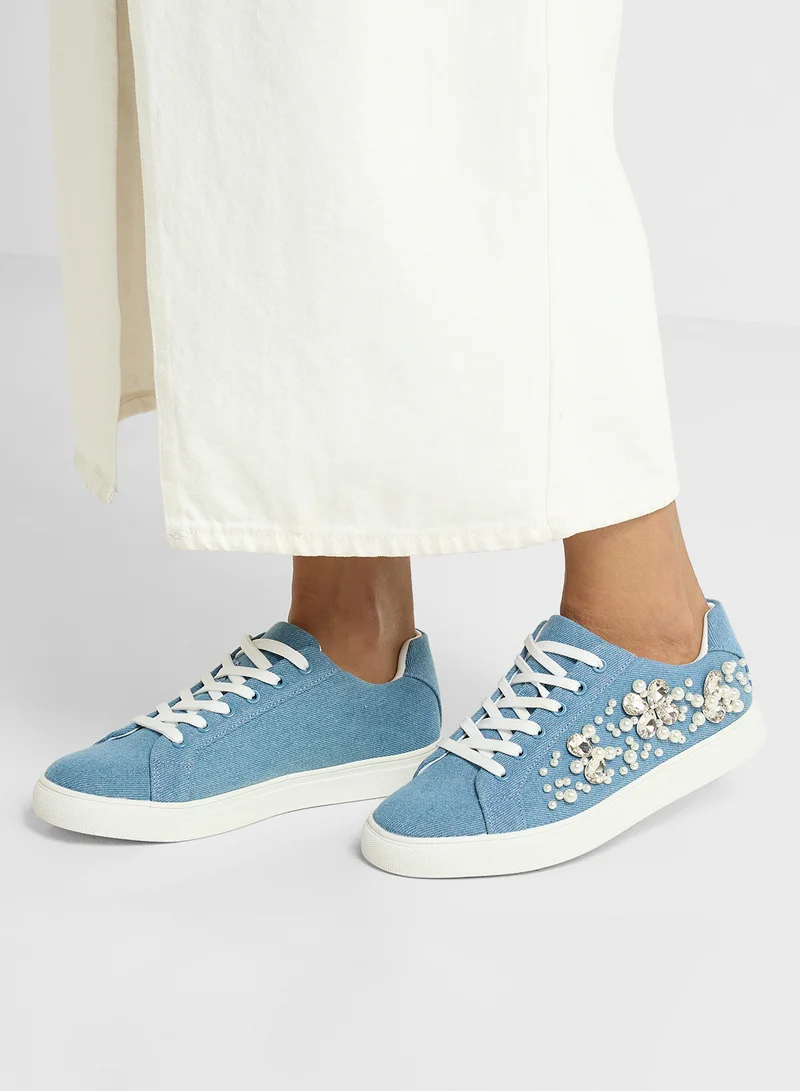Ginger Floral Rhinestone Pearl  Sneakers
