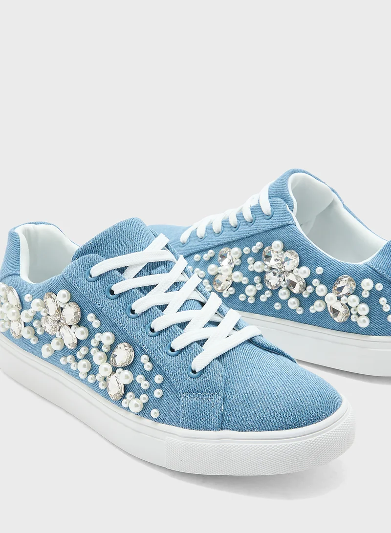 Ginger Floral Rhinestone Pearl  Sneakers