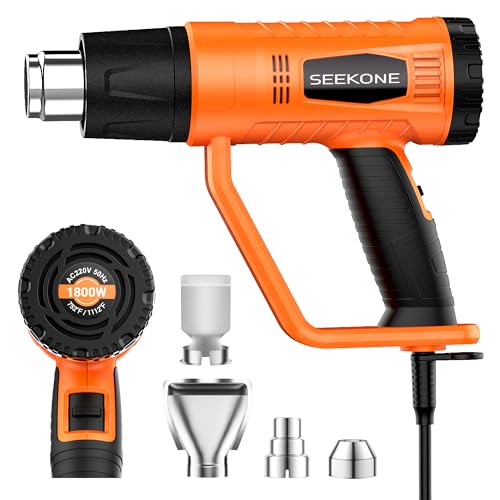SEEKONE Heat Gun 1800W Heavy Duty Fast Heat Hot Air Gun Kit with 752℉&1112℉（400℃-600℃） Dual-Temperature Settings and 4 Nozzles with Overheat Protection for Crafts, Shrinking PVC, Stripping Paint - Image 1