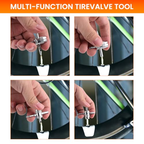 STHIRA 3Pcs Tire Valve Core Tools for Presta & Schrader, Schrader Valve Core Remover, Double-ended Valve Core Remover, 4-in-1 Valve Tool, Multifunctional Valve Core Remover and Installer Tools - Image 3