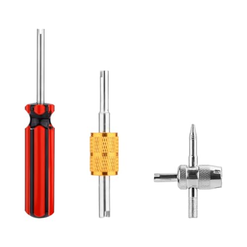 STHIRA 3Pcs Tire Valve Core Tools for Presta & Schrader, Schrader Valve Core Remover, Double-ended Valve Core Remover, 4-in-1 Valve Tool, Multifunctional Valve Core Remover and Installer Tools - Image 1