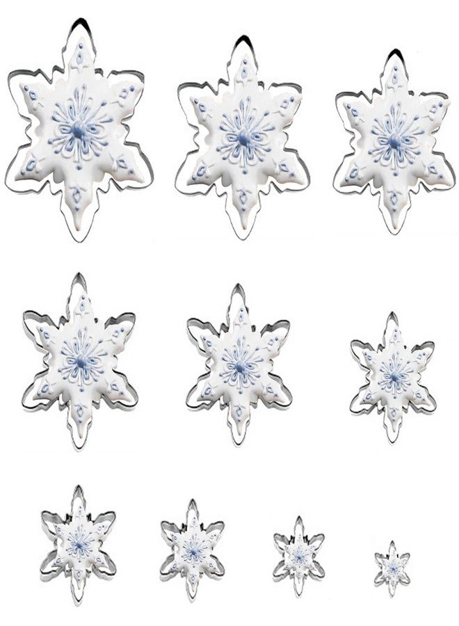 Comais Snowflake Cookie Cutter Set of 10 pcs, Stainless Steel Snowflake Shaped Christmas Cookie Cutters Fondant Baking Molds, From Large Size/7.9 Inches to Small Size/1.6 Inches - Image 1