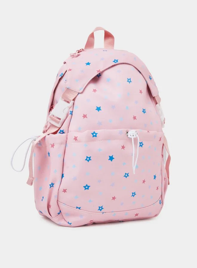 ستايلي Girls Pink Graphic Star Print Backpack