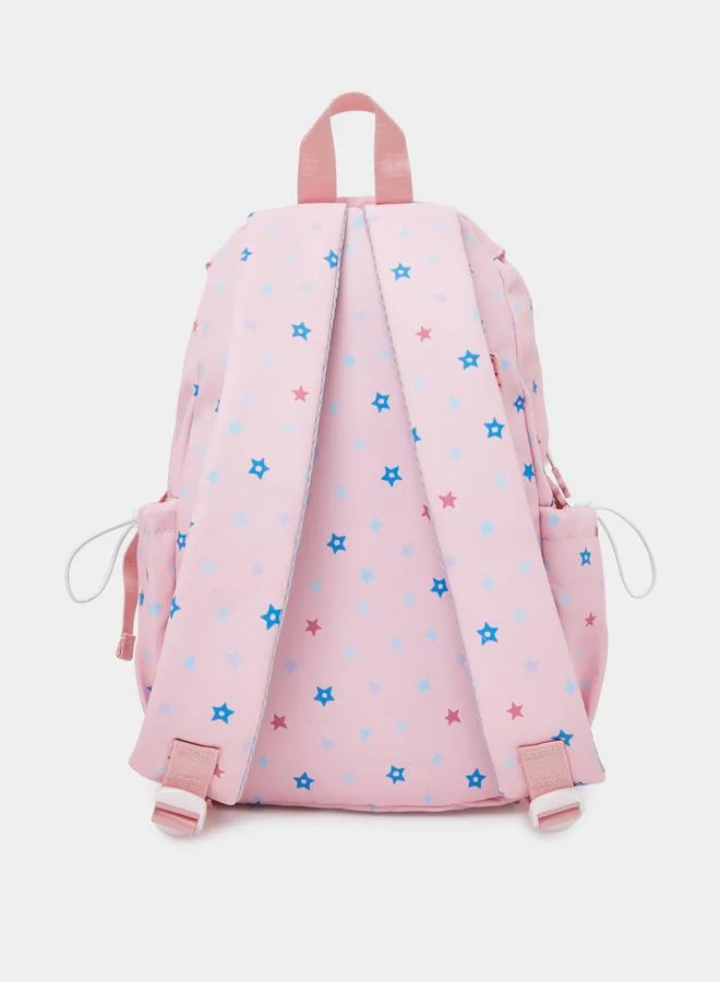 ستايلي Girls Pink Graphic Star Print Backpack