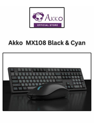 AKKO MX108 Multi-Device Wireless Keyboard & Mouse Combo, MX108 Bluetooth + 2.4G Cordless Wireless for Mac OS and Windows Laptop, Desktop, 108 Keys Full-Size Slim (Black & Cyan) - pzsku/Z10B28587C2DA5F1A3FCCZ/45/_/1736339253/74bf4ff2-985f-472b-bf69-0e650af5a72a
