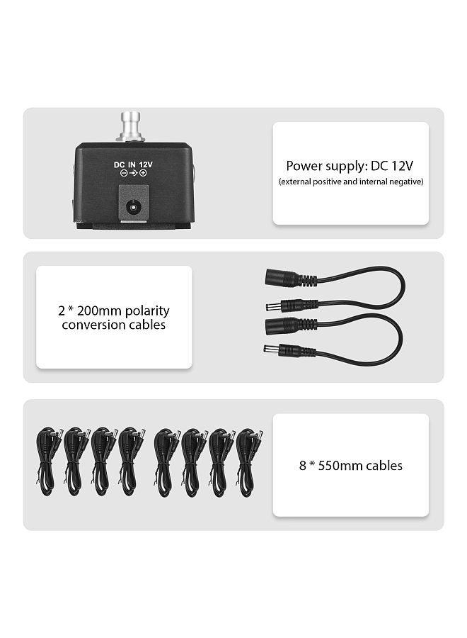 Generic Rowin Tuner Pedal True Bypass LED Indicator Light 12Hz-4186Hz Electric Guitar Tuner DC 12V 1/4 Inch Mono 8-channel Power Output Short Circuit Protection Guitars Accessories  - Image 4