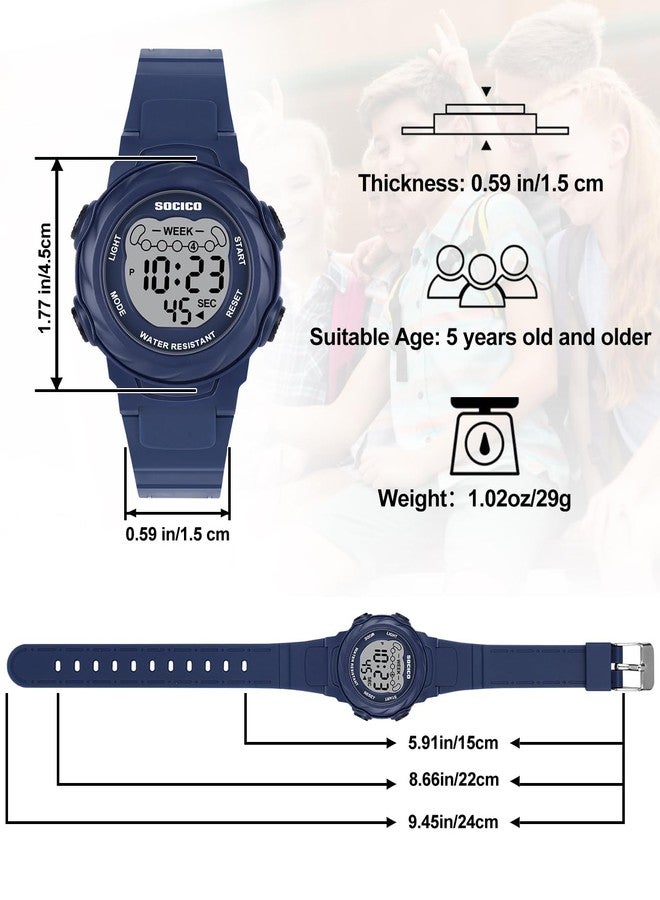 SOCICO Kids Digital Watches for Girls Boys, Waterproof 5ATM, 7 Color Lights Waterproof Watches for Kids with Alarm Stopwatch, Soft Band Wrist Watch for Girls and Boys Ages 5-12. - Image 5