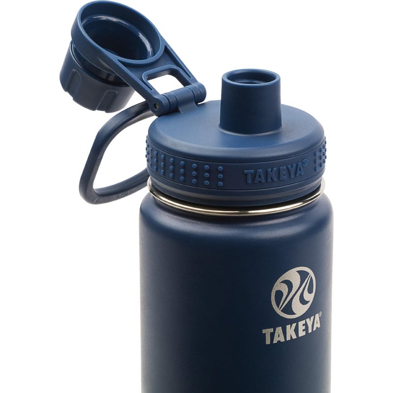 Takeya Actives Water Bottle with Spout Lid - Bottle with Double Stainless Steel Insulation - Dishwasher Safe & BPA-Free - Bottle with Spout Lid & Removable Bumper - 18 oz, Midnight Blue - Image 3