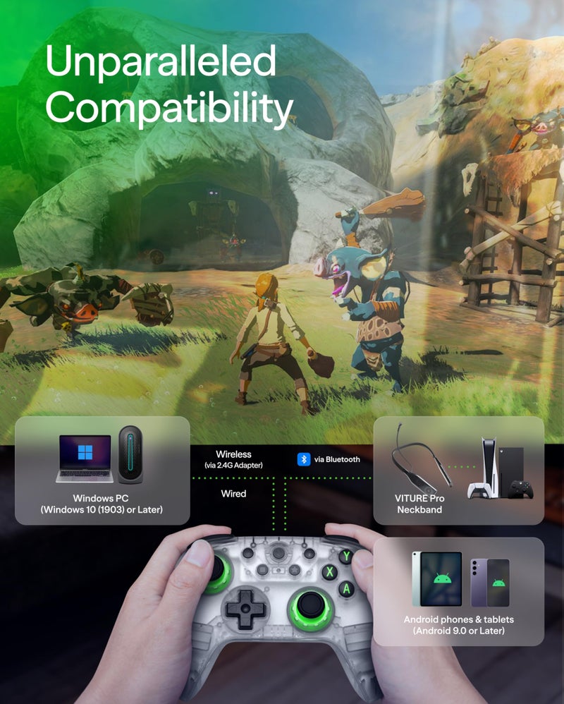VITURE × 8BitDo وحدة تحكم ألعاب لاسلكية Ultimate 2C 3 أوضاع لسماعة الرقبة، أندرويد و ويندوز | تخطيط Xbox | عصي تحكم بتأثير هول | زنبركات خطية | تخطيط L4/R4 | سلكية، بلوتوث و 2.4G - Image 5