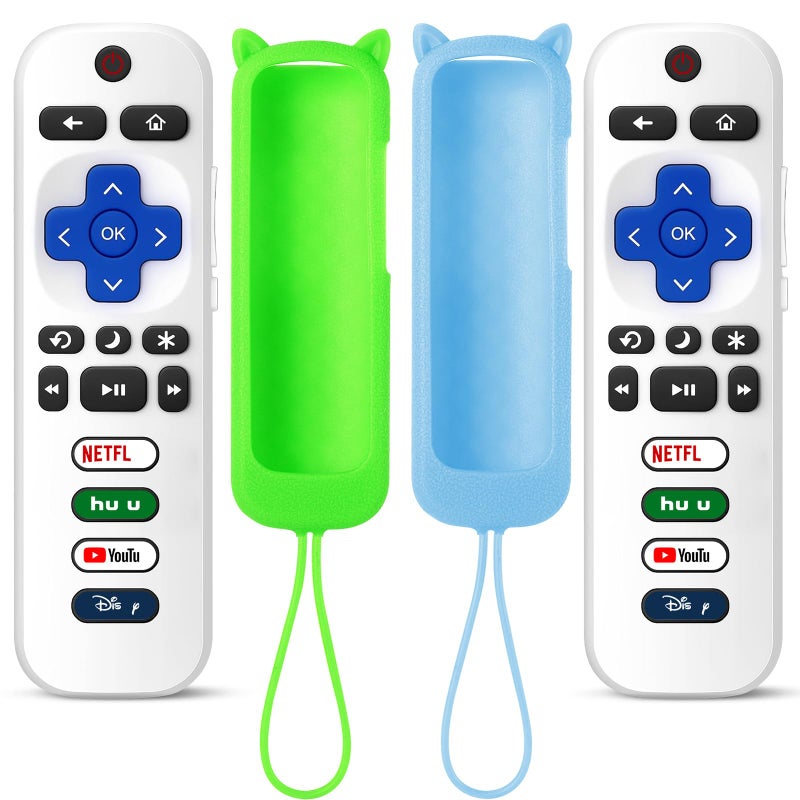 OneBom (Pack of 2) ONEBOM Replacement Remote for Roku TV with Soft Protective Silicone Cover(Glow in The Dark), Universal Remote for TCL/Hisense/Sharp/Onn/Element/Philips Roku Smart TV - Image 1