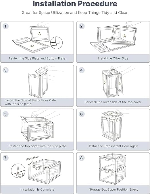 Zorzel Shoe Storage Organizer Set of 2 Transparent HeavyDuty Sneaker Box Stackable Storage Box with Magnetic Closure Easy Installation Foldable - Image 2