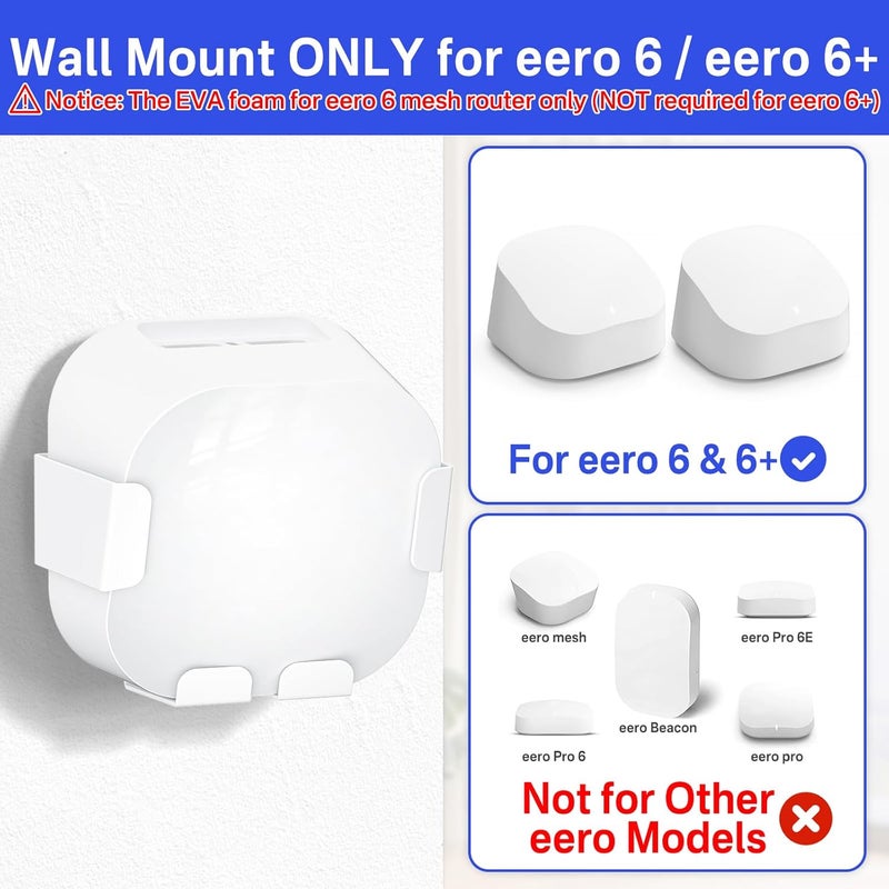 Rimous قوس حائط معدني لـ eero 6+ و eero 6 - قوس حائط موفر للمساحة لـ eero 6 و eero 6 Plus، حامل سهل التركيب لأنظمة Wi-Fi الشبكية eero 6 Plus و eero 6 - Image 2