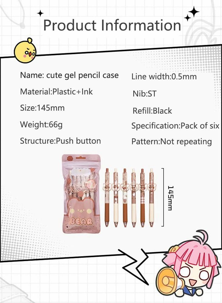 SYOSI Ballpoint Pen, Retractable Gel Rollerball Pens Cute Bear Pen Ins Student Signature Pen, Kawaii Office Pen Cute Stationery (caramel Pudding Bear) - Image 5