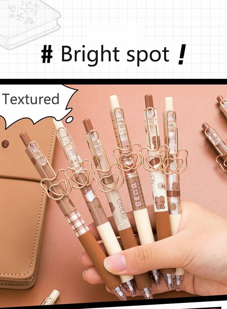 SYOSI Ballpoint Pen, Retractable Gel Rollerball Pens Cute Bear Pen Ins Student Signature Pen, Kawaii Office Pen Cute Stationery (caramel Pudding Bear) - Image 4