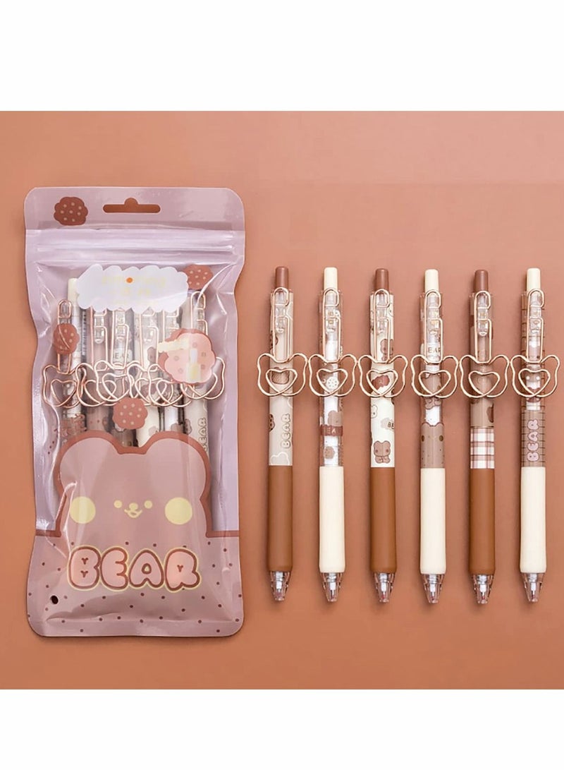 SYOSI Ballpoint Pen, Retractable Gel Rollerball Pens Cute Bear Pen Ins Student Signature Pen, Kawaii Office Pen Cute Stationery (caramel Pudding Bear) - Image 1