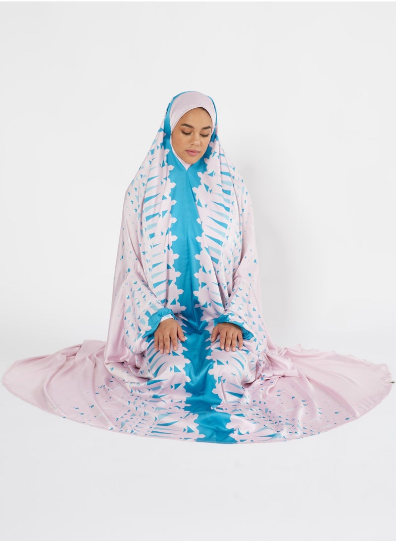 صبر - فستان صلاة مراكش من الساتان الوردي مع حقيبة سفر - Image 1