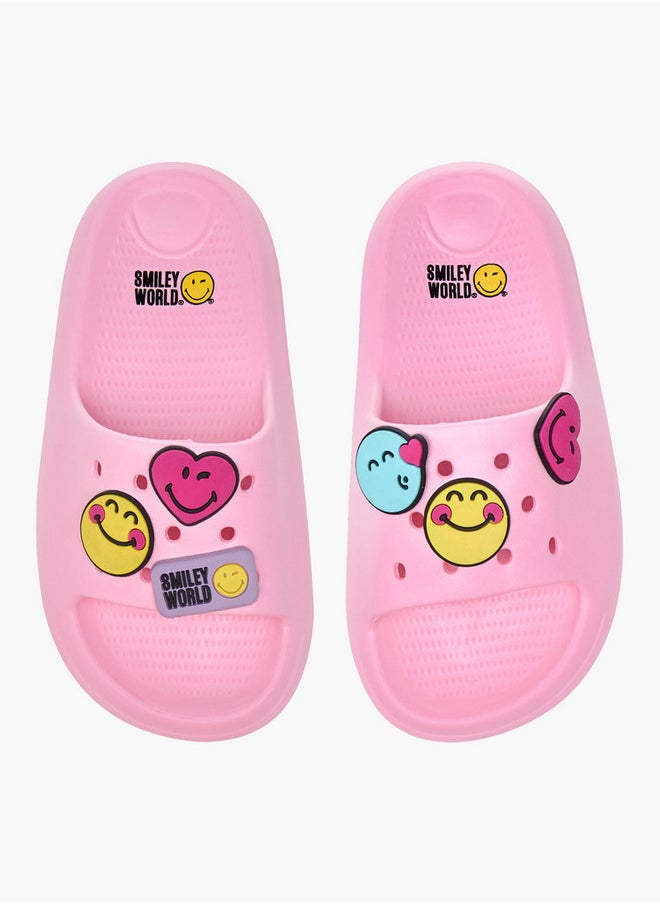 SMILEY Girls World Applique Slip-On Slides  - Image 1