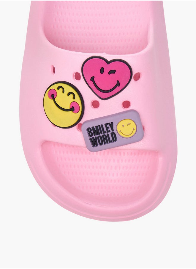 SMILEY Girls World Applique Slip-On Slides  - Image 3
