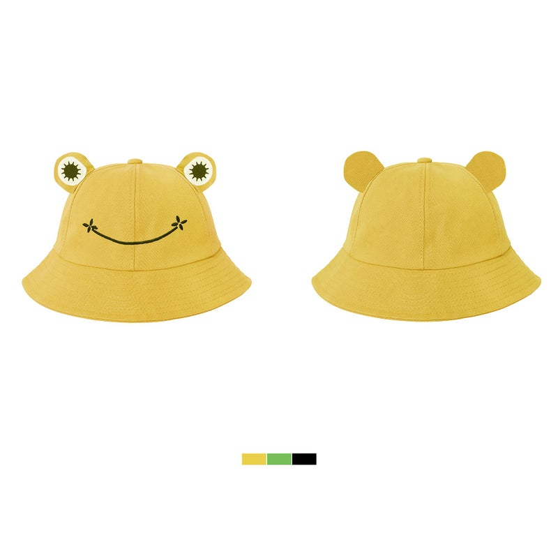 SAOROPEB Frog Hat for Adult Teens, Cute Bucket Hat, Cotton Funny Fisherman Men Women Yellow - Image 2