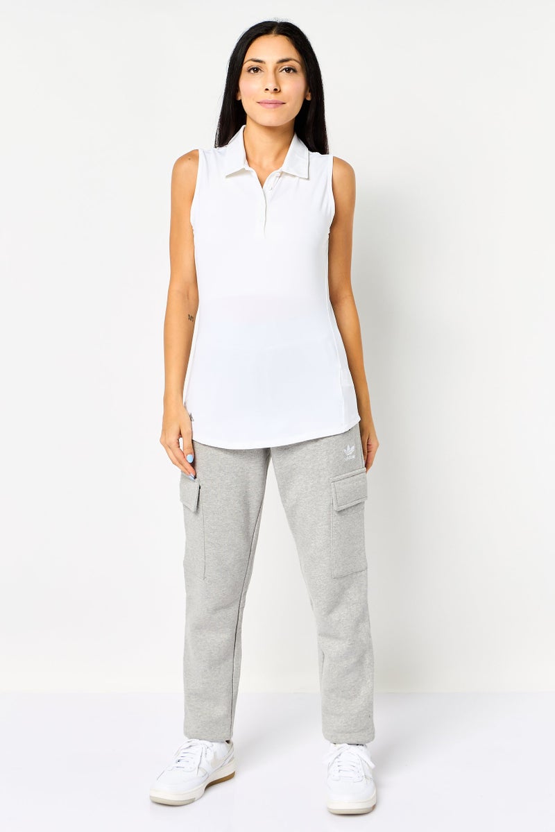 Adidas Women Sportswear Fit Sleeveless Golf Polo Shirt, White - Image 2