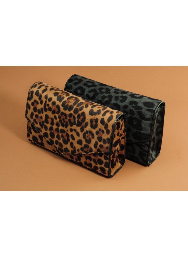 Hoxis Leopard Print Envelope Evening Clutch Women Chain Shoulder Bag (Brown Leopard Print)  - Image 3