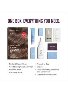 Madison Reed Radiant Hair Color Kit, Permanent Hair Dye, 100% Gray Coverage, Ammonia-Free, Veneto Light Brown 7NVA Light Smoky Brown, Pack of 1  - Image 2