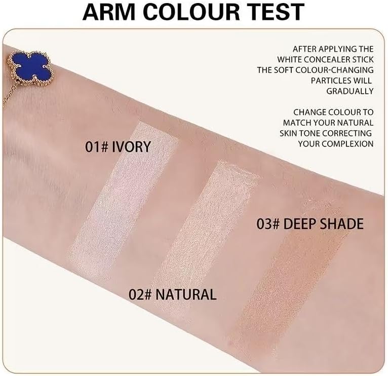 OCHEAL 2-In-1 Color-Changing Foundation Stick with Temperature-Sensitive Color Adjustment, With 100 Pieces Rose Oil Absorbing Paper，Concealing Blemishes and Providing a Base for Makeup, Includes a Makeup Brush (02 NATURAL) - Image 5