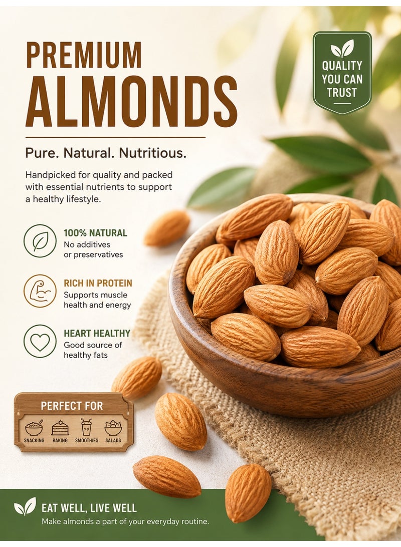 لوز طبيعي خام غير محمص 500 جم | Almonds Raw Premium Quality | مكسرات فاخرة طازجة غنية بالبروتين والألياف والدهون الصحية | سناك صحي للدايت والرياضة والحلويات والمخبوزات - Image 5