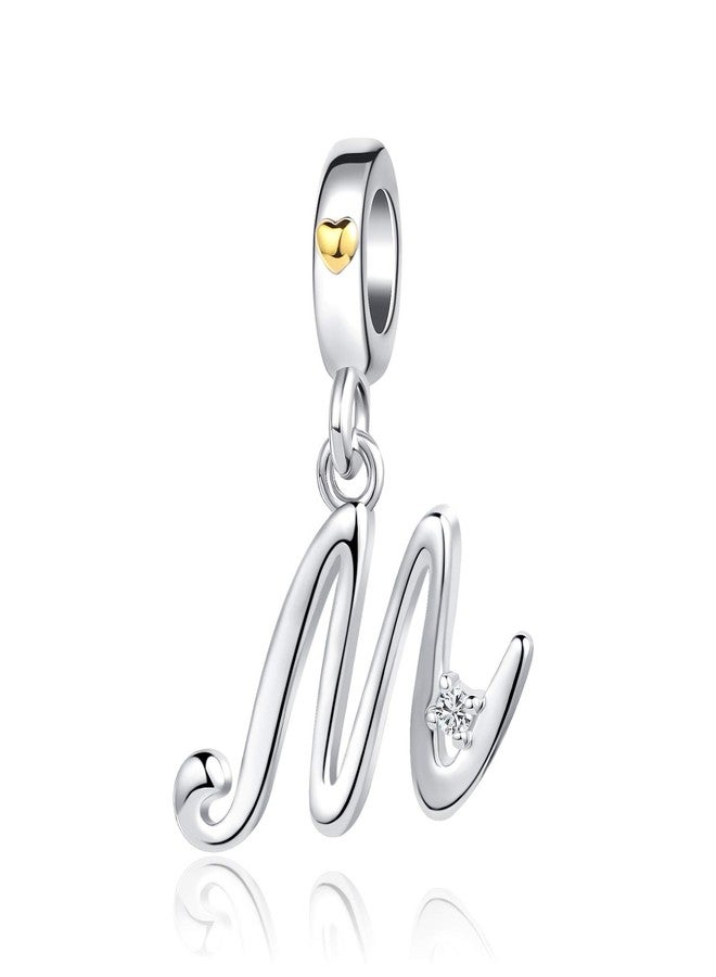 MiiFort M Gold Heart Initial Letter Charm fits Pandora Moments Bracelets Women Name Birthday Family