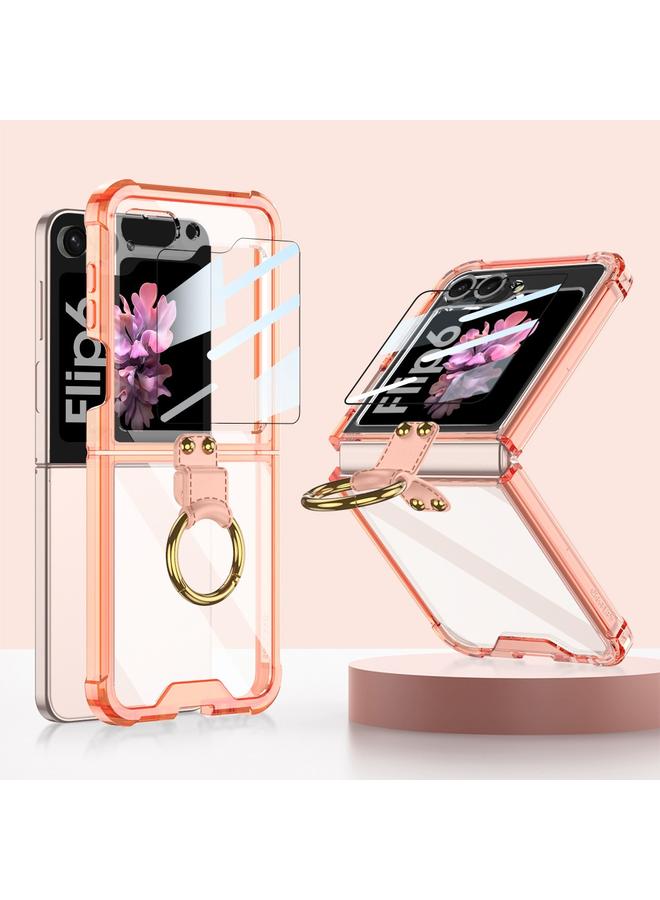 إيروريكس جراب هاتف Samsung Galaxy Z Flip6 / Flip7 Fe بحلقة هوائية مع تغطية كاملة وفيلم مقوى (برتقالي) - Image 1