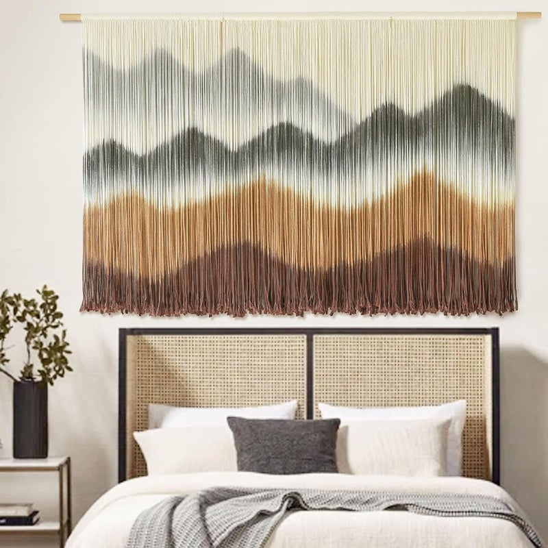 IOWER Integrated local logistics Macrame Wall Hanging Mountain Wall Art Dip-Dyed Macrame Wall Decor Modern Wall Decor Fiber Wall Art Craftsmanship 57" Wx35 L Multi-use well optimized build - Image 4